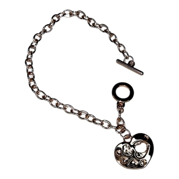 NEW Swarovski Crystal Rose Gold Sparkling Heart Charm Toggle Bracelet - Picture 4 of 4